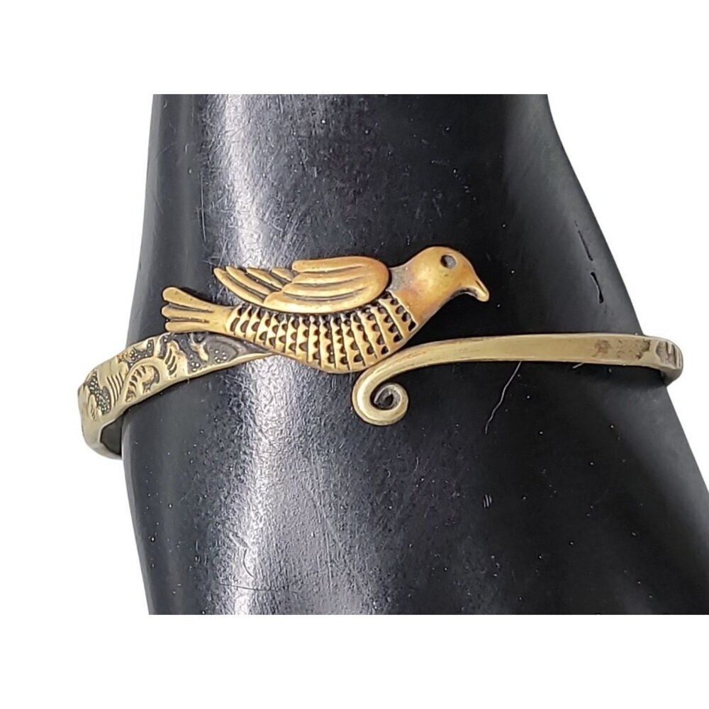 Gold-Tone Bird Cuff Bracelet - Elegant Dove Design